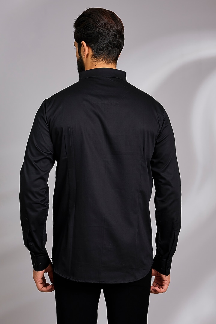 Black Cotton Party Wear Shirt by SEVENDC MEN at Pernia's Pop Up Shop