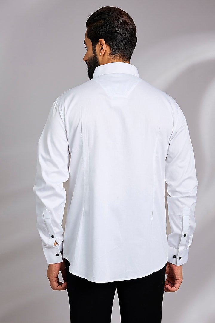 White Cotton Party Wear Shirt by SEVENDC MEN at Pernia's Pop Up Shop