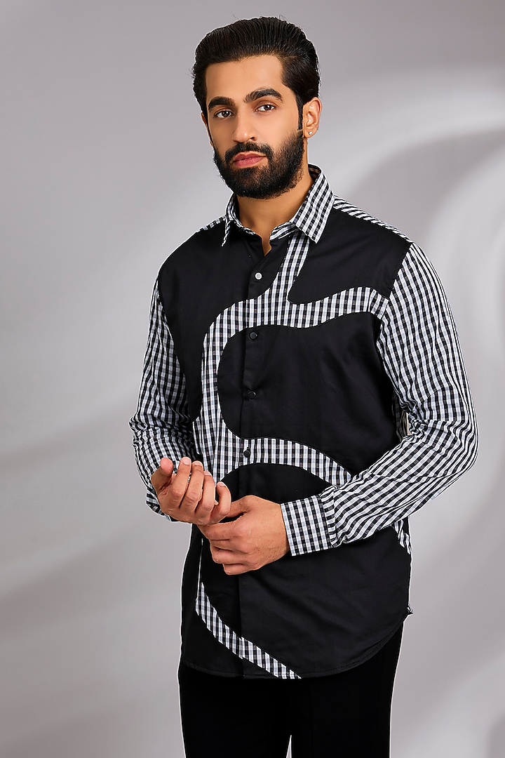 Black Cotton Party Wear Shirt by SEVENDC MEN at Pernia's Pop Up Shop