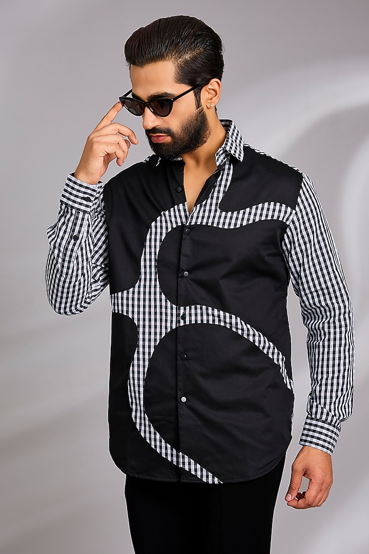 Black Cotton Party Wear Shirt by SEVENDC MEN at Pernia's Pop Up Shop
