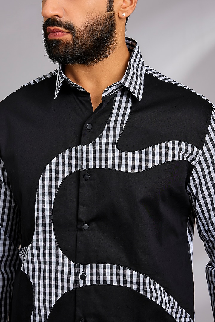 Black Cotton Party Wear Shirt by SEVENDC MEN at Pernia's Pop Up Shop