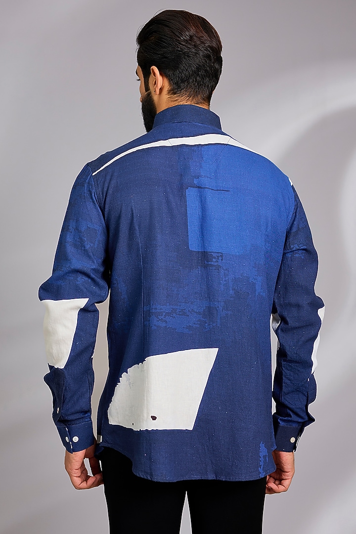 Blue Cotton Party Wear Shirt by SEVENDC MEN at Pernia's Pop Up Shop