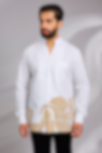 White Cotton Party Wear Shirt by SEVENDC MEN at Pernia's Pop Up Shop