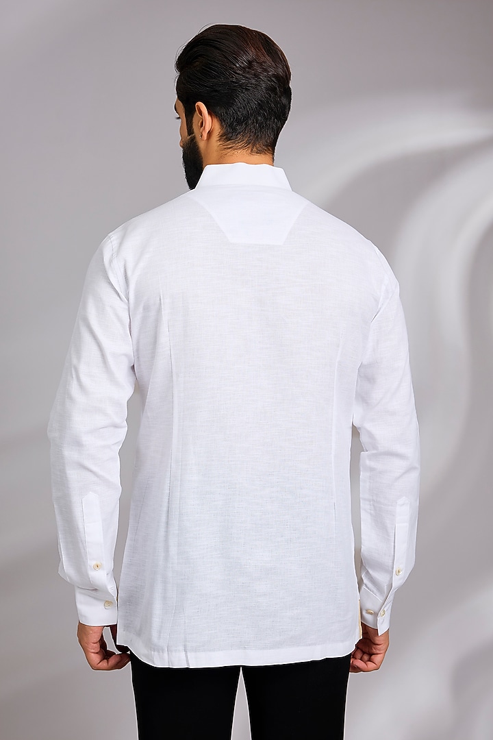 White Cotton Party Wear Shirt by SEVENDC MEN at Pernia's Pop Up Shop
