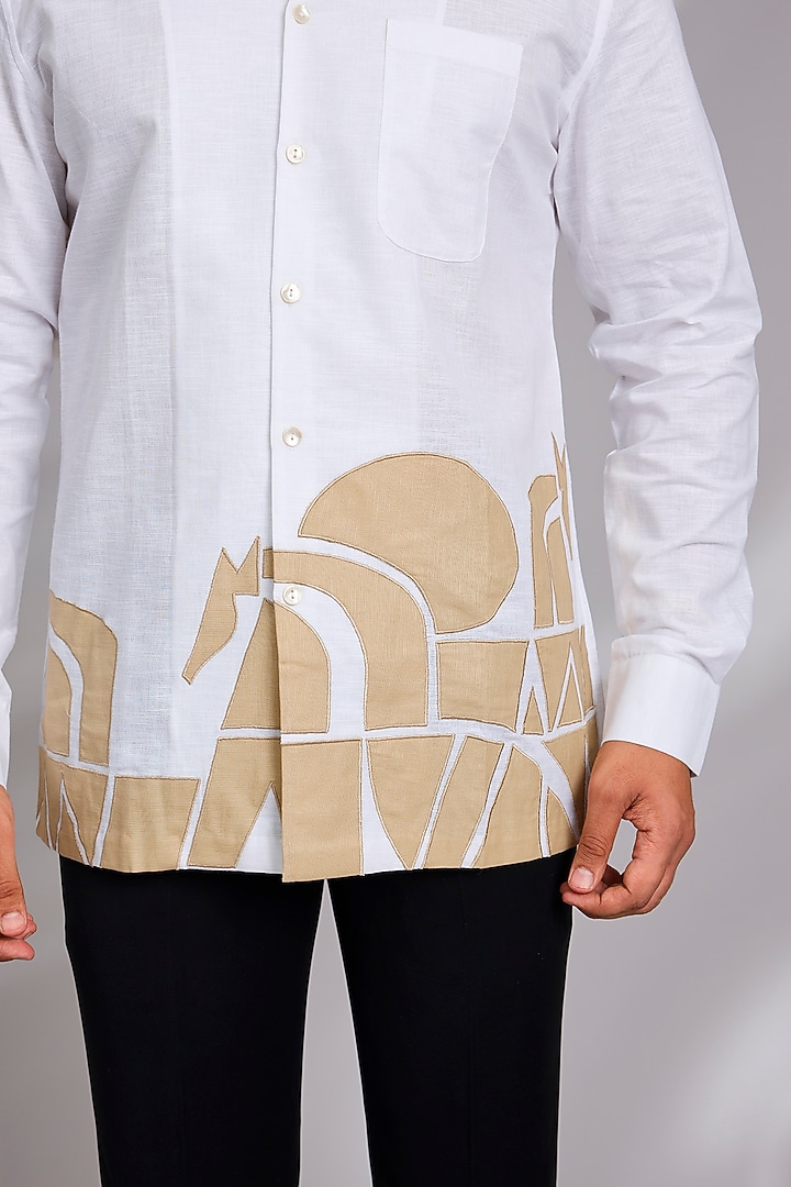 White Cotton Party Wear Shirt by SEVENDC MEN at Pernia's Pop Up Shop