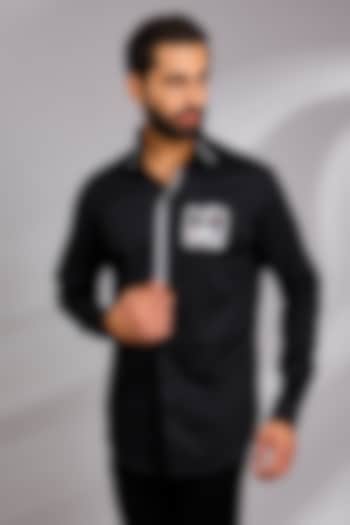 Black Cotton Party Wear Shirt by SEVENDC MEN at Pernia's Pop Up Shop