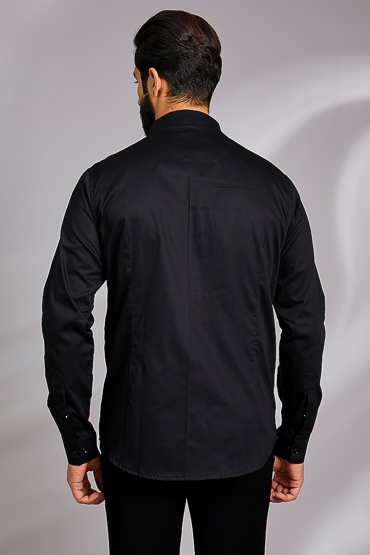 Black Cotton Party Wear Shirt by SEVENDC MEN at Pernia's Pop Up Shop