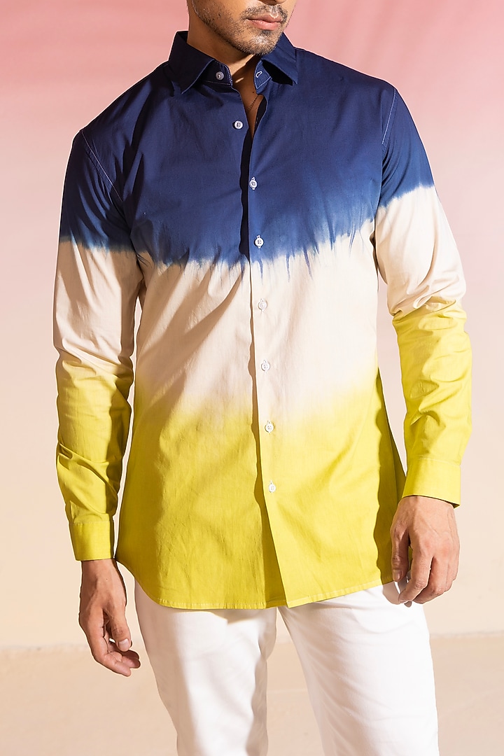Multi-Colored Cotton Satin Party Wear Shirt by SEVENDC MEN at Pernia's Pop Up Shop