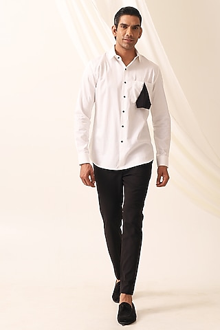 White Cotton Shirt by SEVENDC MEN