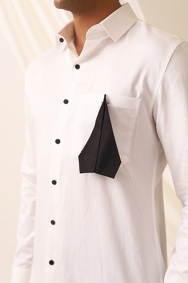 White Cotton Party Wear Shirt by SEVENDC MEN at Pernia's Pop Up Shop
