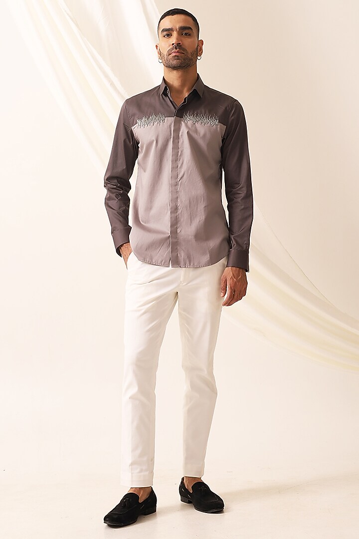 Multi-Colored Cotton Hand Embroidered Party Wear Shirt by SEVENDC MEN at Pernia's Pop Up Shop
