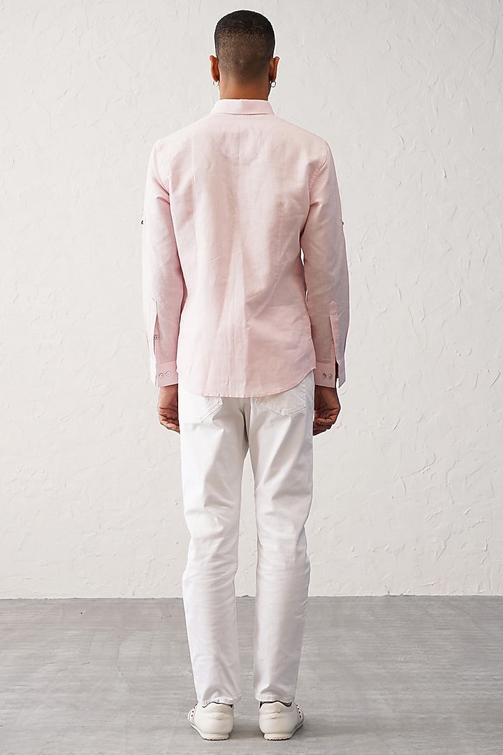 Pink Linen Summer Shirt by SEVENDC MEN at Pernia's Pop Up Shop