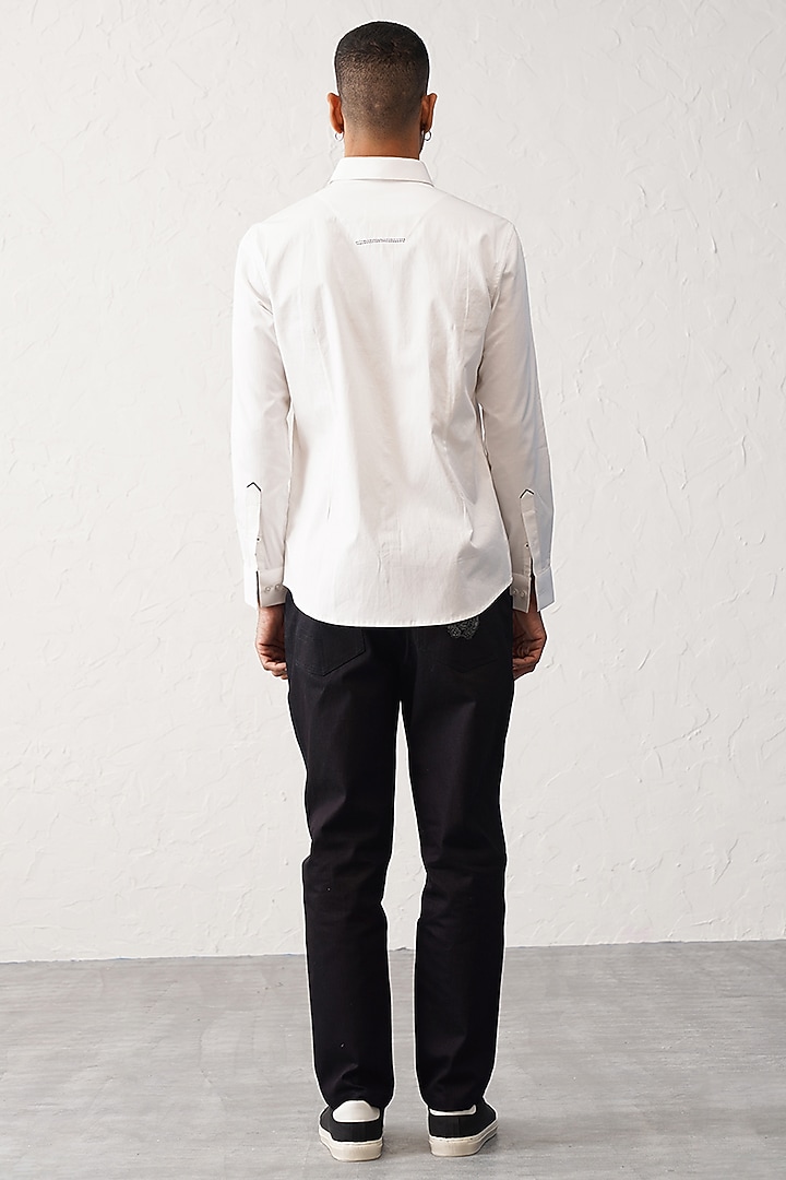 White Cotton Embroidered Party Wear Shirt by SEVENDC MEN at Pernia's Pop Up Shop