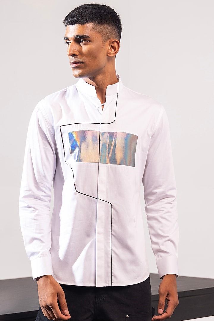 White Cotton Party Wear Shirt by SEVENDC MEN at Pernia's Pop Up Shop