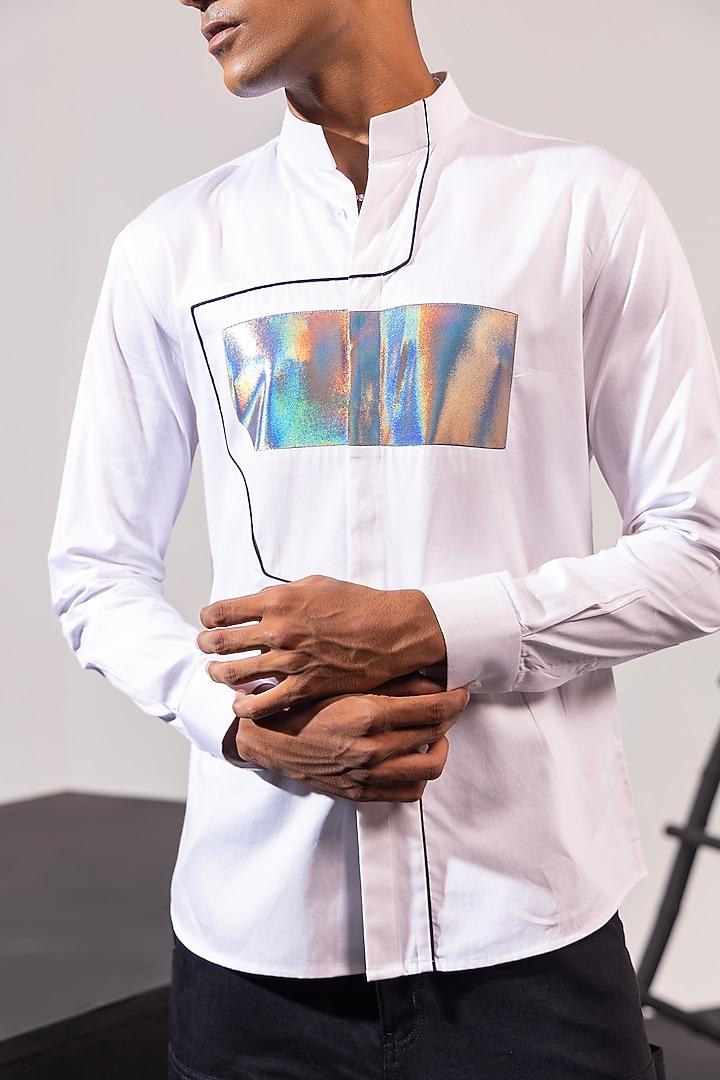 White Cotton Party Wear Shirt by SEVENDC MEN at Pernia's Pop Up Shop