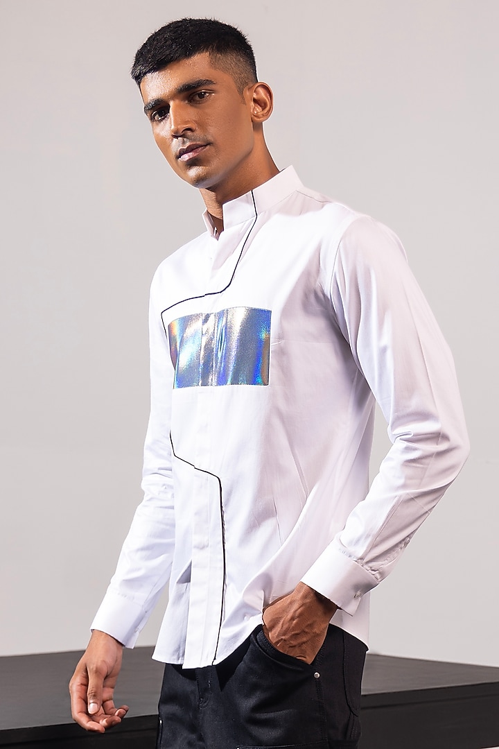 White Cotton Party Wear Shirt by SEVENDC MEN at Pernia's Pop Up Shop