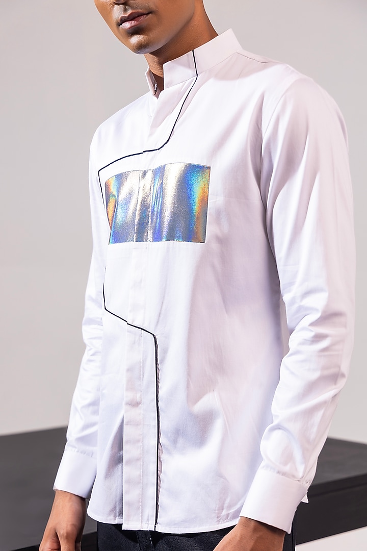 White Cotton Party Wear Shirt by SEVENDC MEN at Pernia's Pop Up Shop