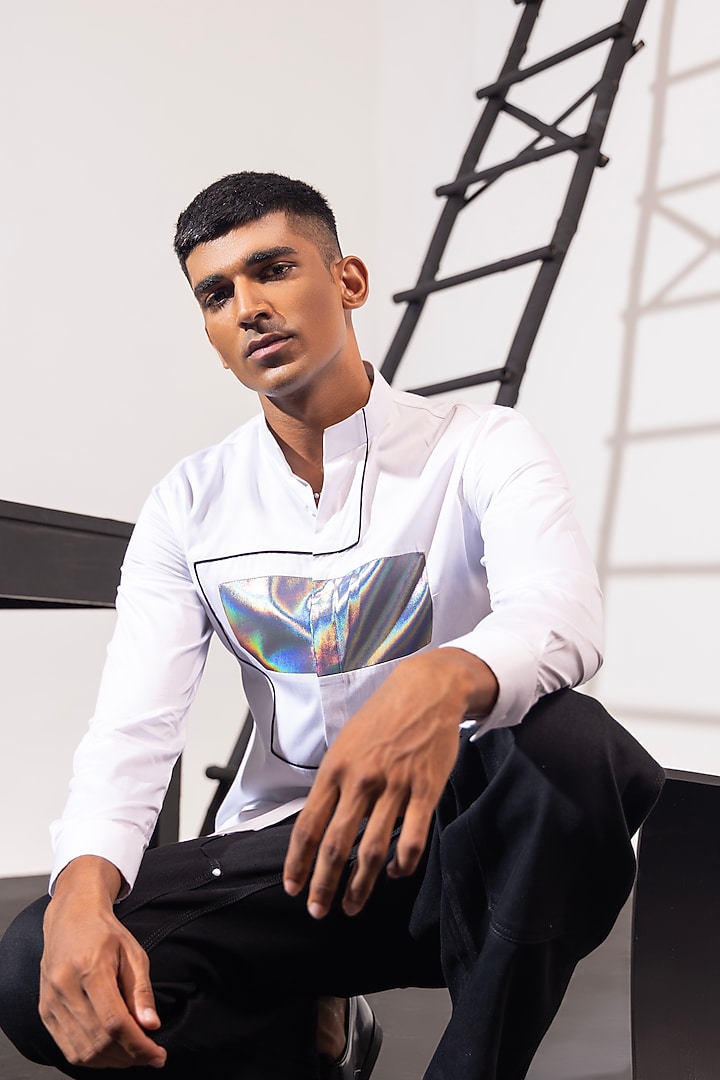 White Cotton Party Wear Shirt by SEVENDC MEN at Pernia's Pop Up Shop