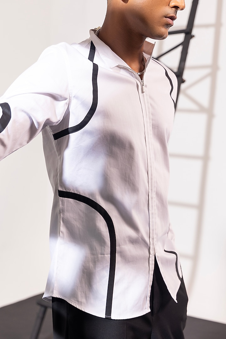 White Cotton Party Wear Shirt by SEVENDC MEN at Pernia's Pop Up Shop