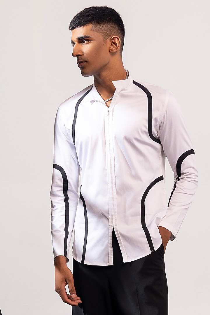 White Cotton Party Wear Shirt by SEVENDC MEN at Pernia's Pop Up Shop