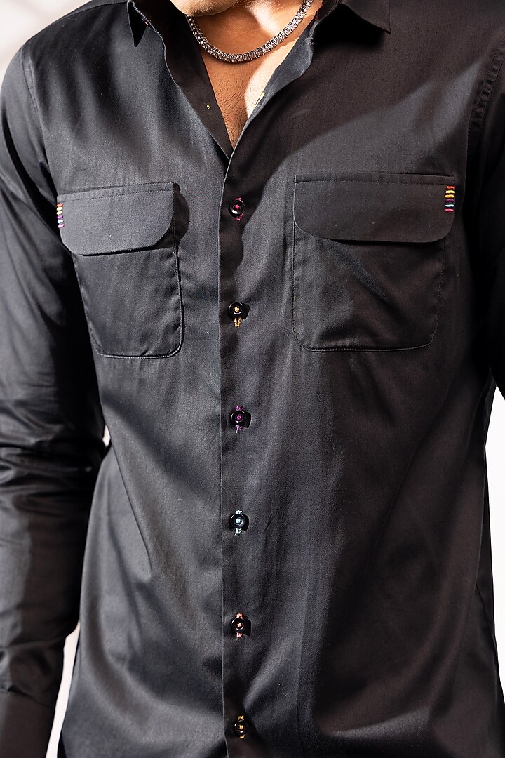 Black Cotton Summer Shirt by SEVENDC MEN at Pernia's Pop Up Shop