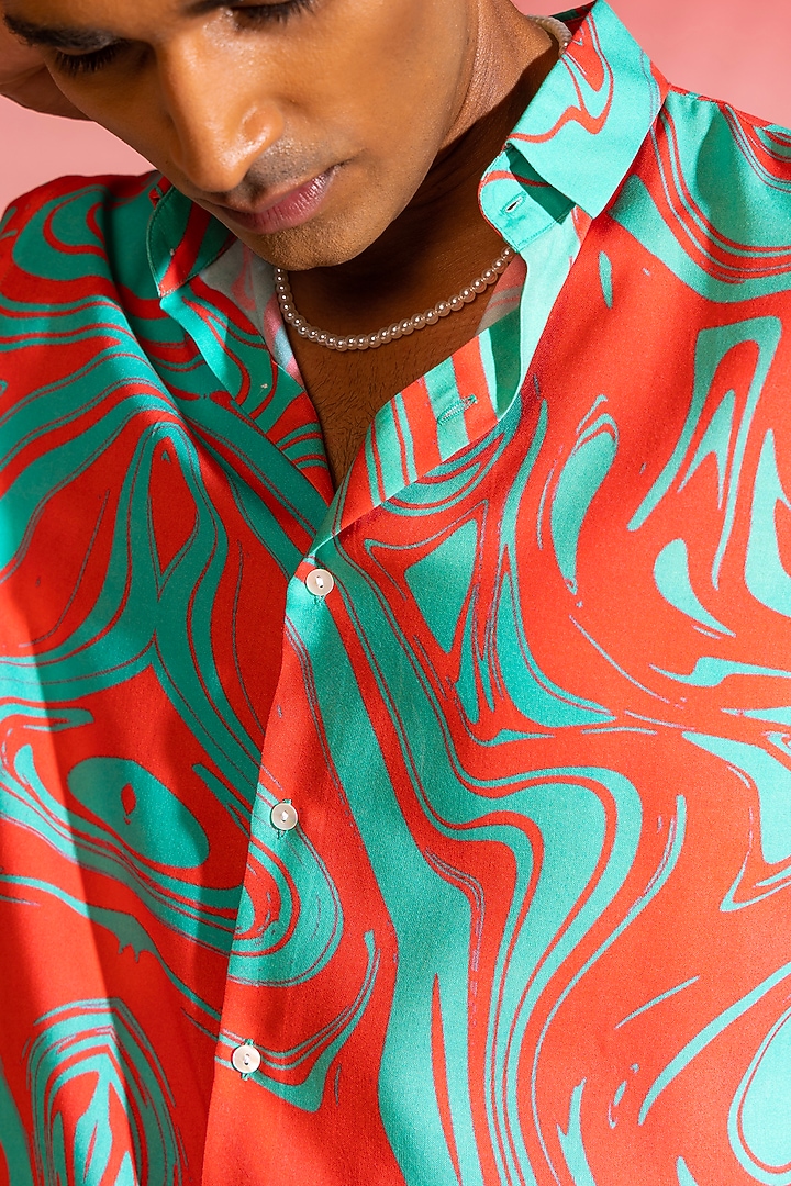 Multi-Colored Cotton Satin Summer Shirt by SEVENDC MEN at Pernia's Pop Up Shop