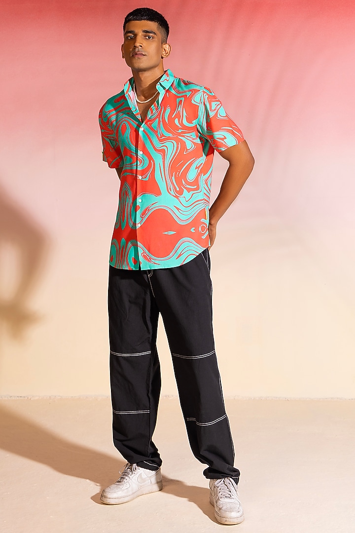 Multi-Colored Cotton Satin Summer Shirt by SEVENDC MEN at Pernia's Pop Up Shop