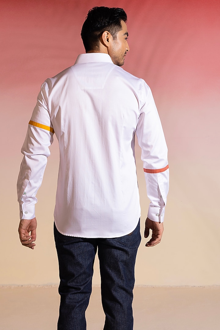 White Cotton Satin Party Wear Shirt by SEVENDC MEN at Pernia's Pop Up Shop