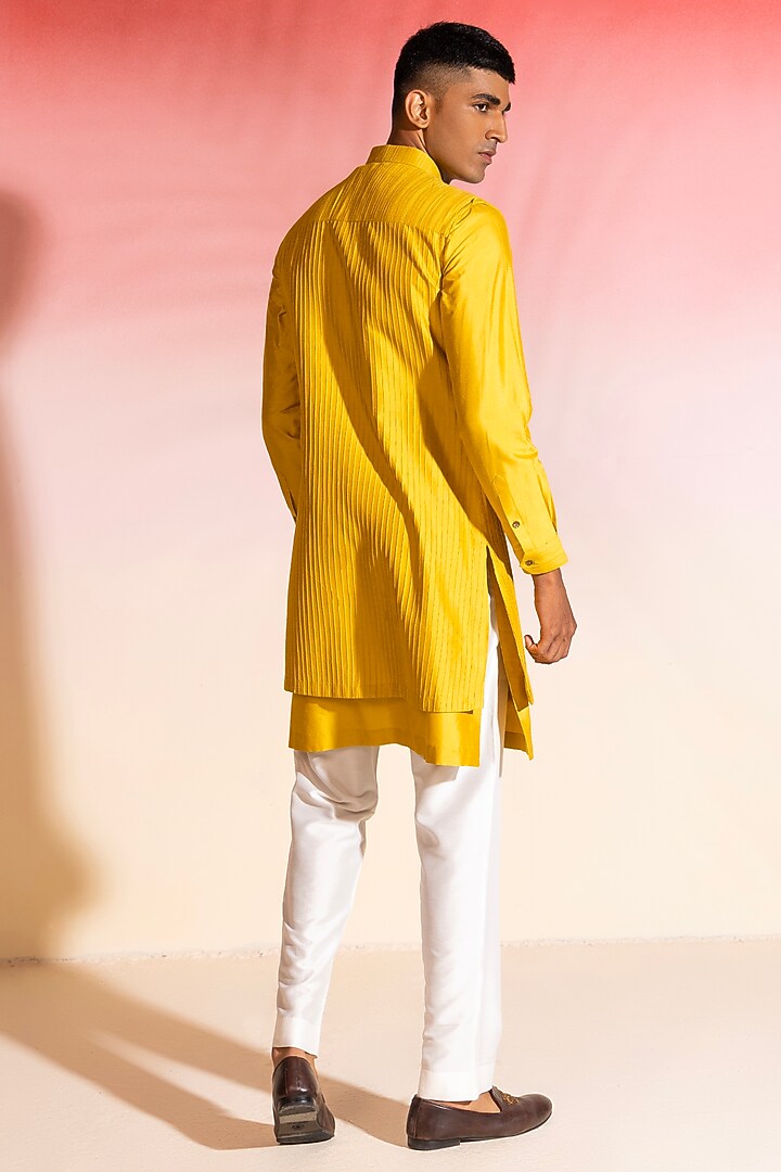 Mustard Cotton Viscose Nehru Jacket Set by SEVENDC MEN at Pernia's Pop Up Shop