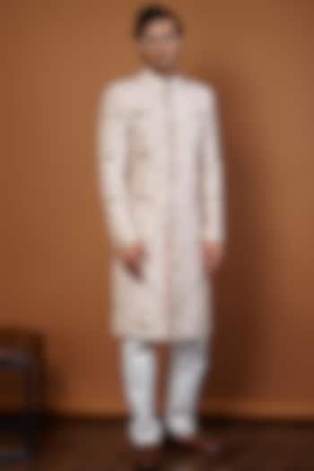 Light Pink Hand Embroidered Groom Sherwani Set by SEVENDC MEN at Pernia's Pop Up Shop