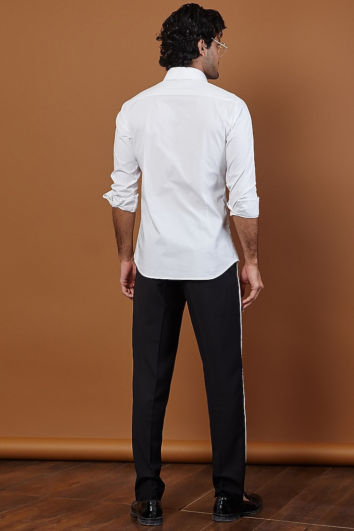 White Hand-Embroidered Party Wear Shirt by SEVENDC MEN at Pernia's Pop Up Shop
