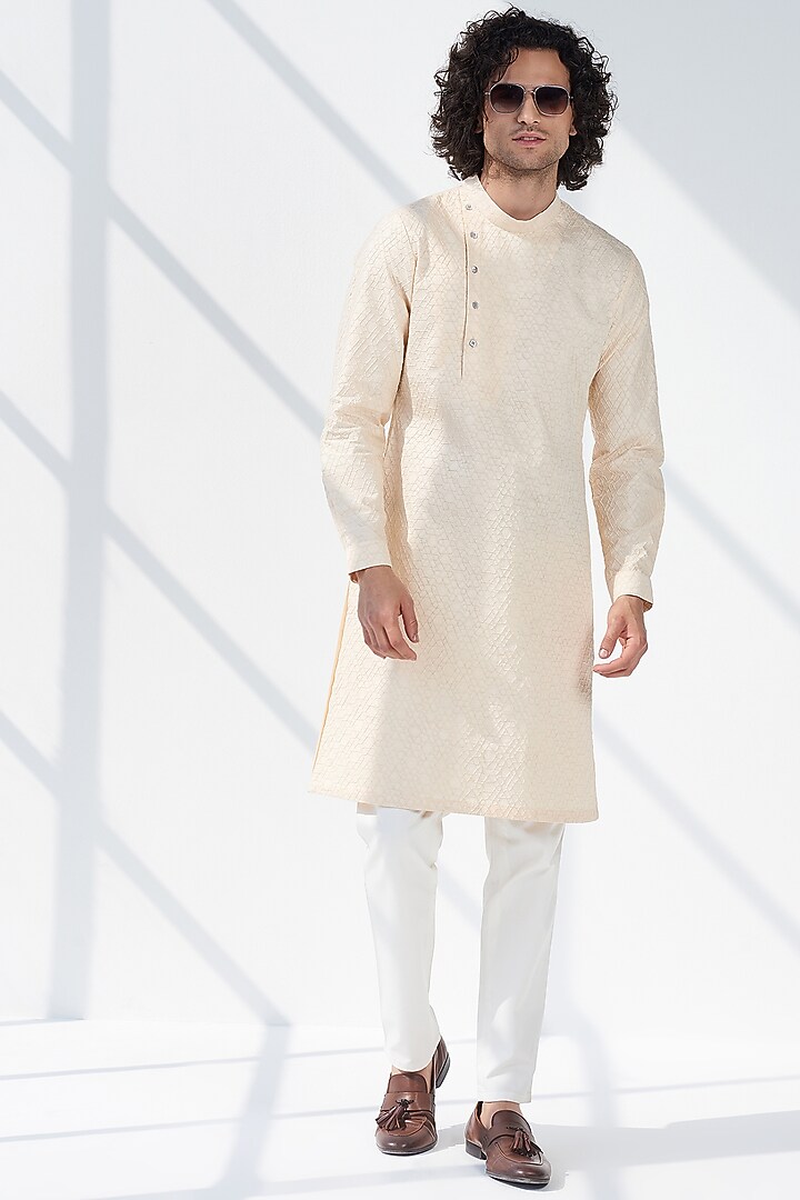 Ivory Cotton Kurta Set by SEVENDC MEN at Pernia's Pop Up Shop