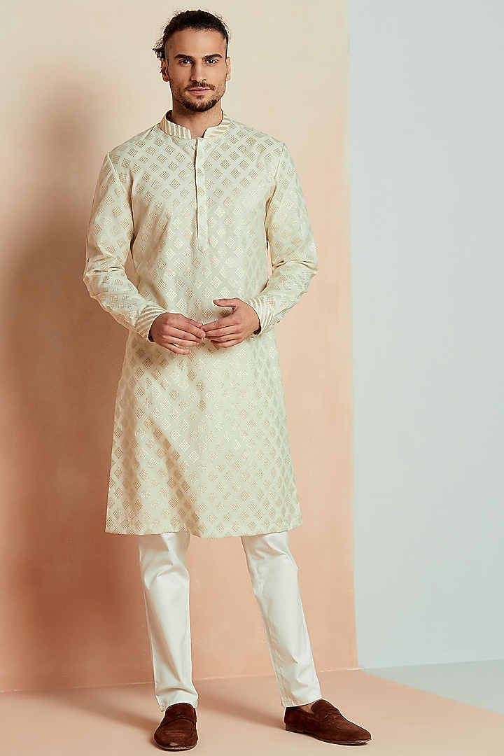 Ivory Pure Silk Kurta by SEVENDC MEN at Pernia's Pop Up Shop