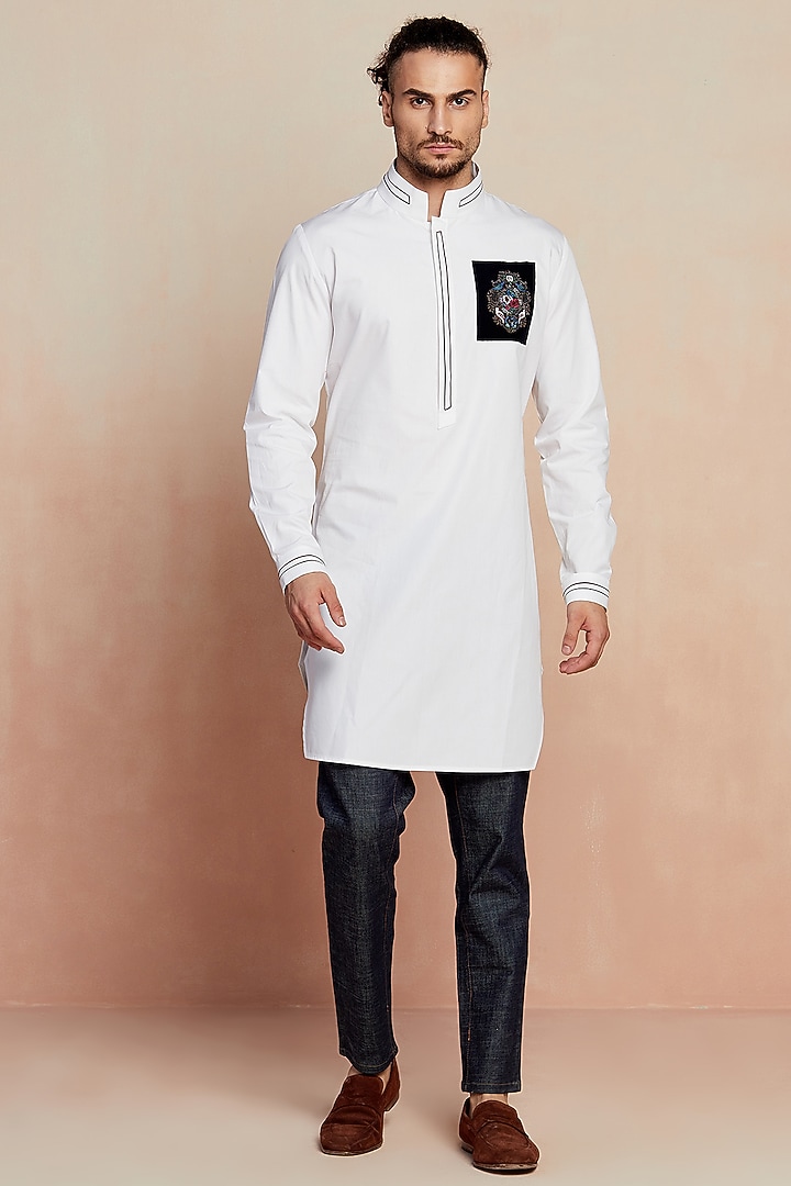 White Cotton Kurta by SEVENDC MEN at Pernia's Pop Up Shop