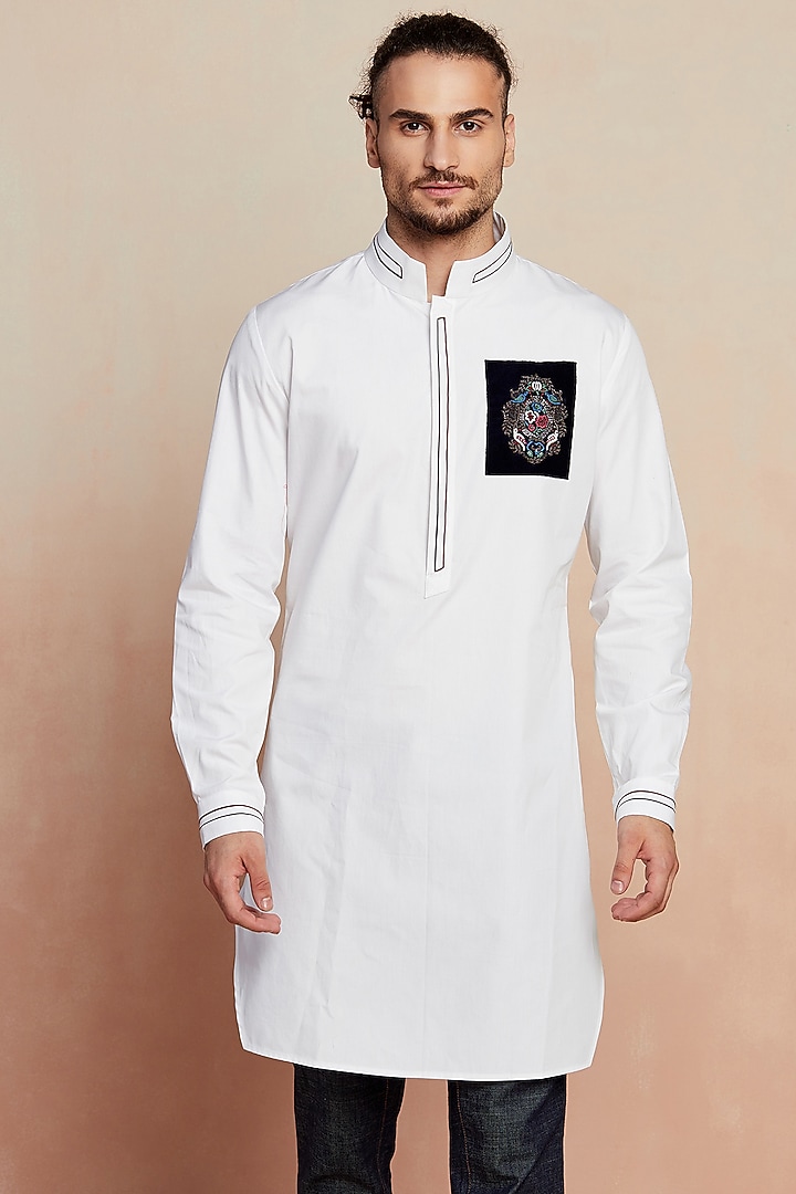 White Cotton Kurta by SEVENDC MEN at Pernia's Pop Up Shop