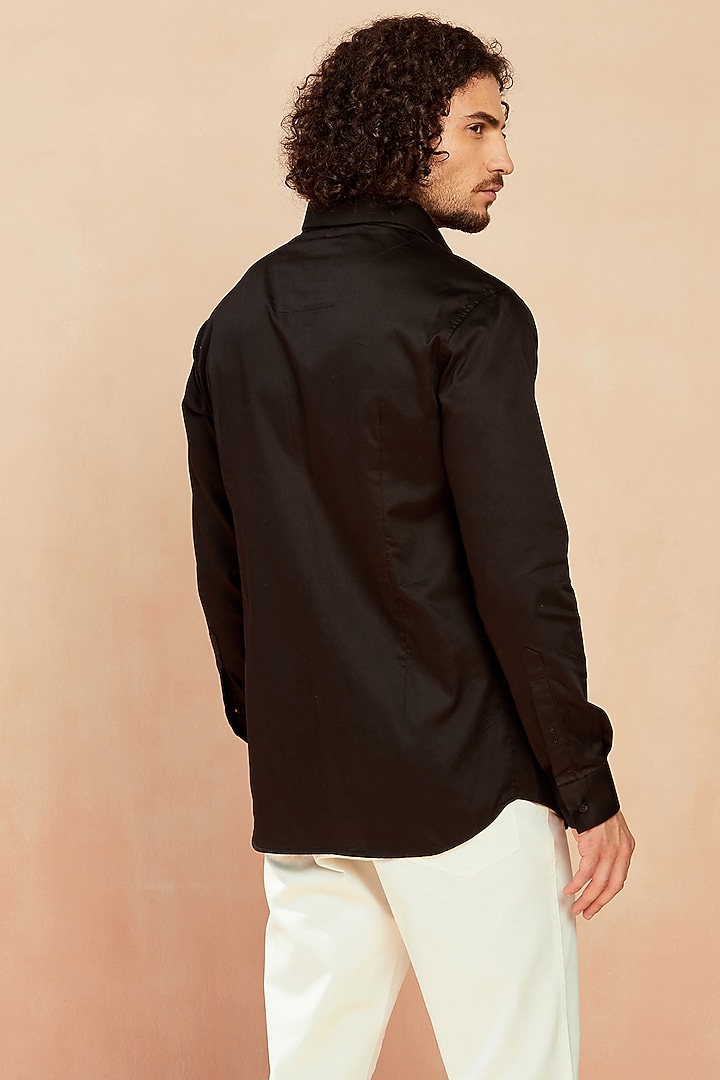 Navy Blue Cotton Party Wear Shirt by SEVENDC MEN at Pernia's Pop Up Shop