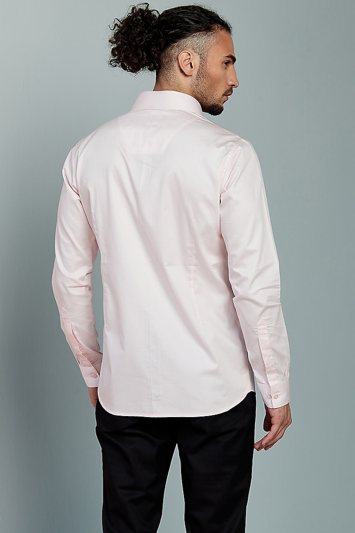 Pink Cotton Hand Embroidered Party Wear Shirt by SEVENDC MEN at Pernia's Pop Up Shop