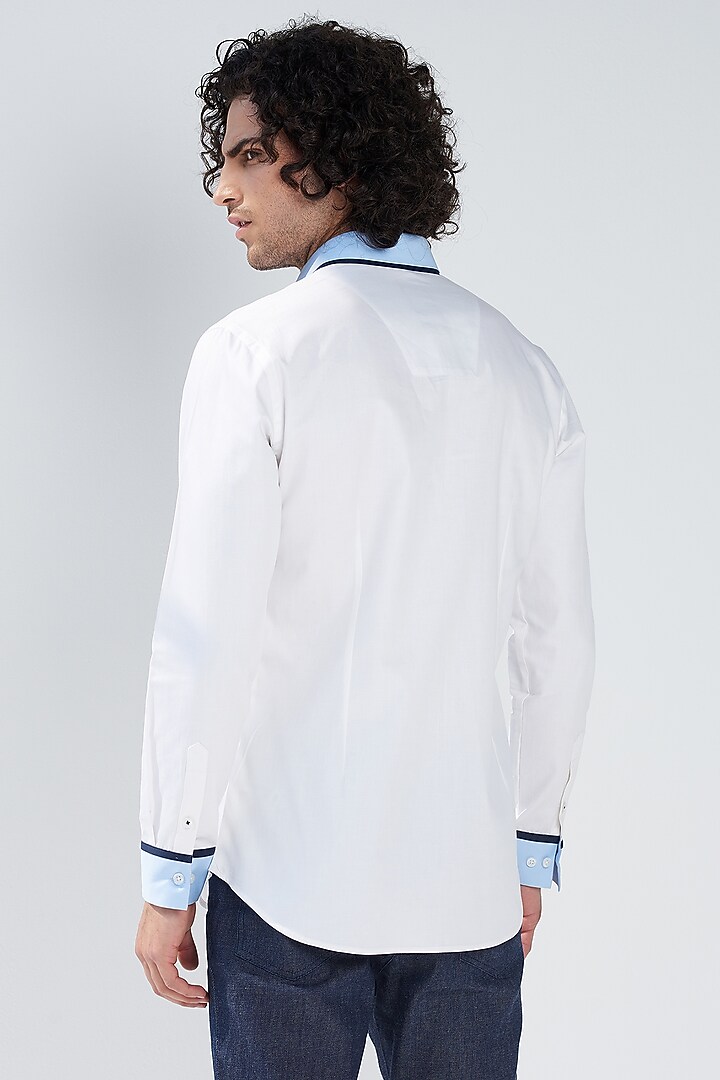 White Cotton Party Wear Shirt by SEVENDC MEN at Pernia's Pop Up Shop
