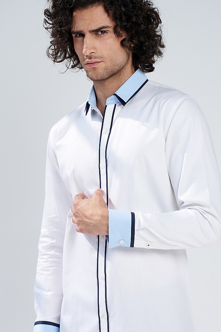 White Cotton Party Wear Shirt by SEVENDC MEN at Pernia's Pop Up Shop