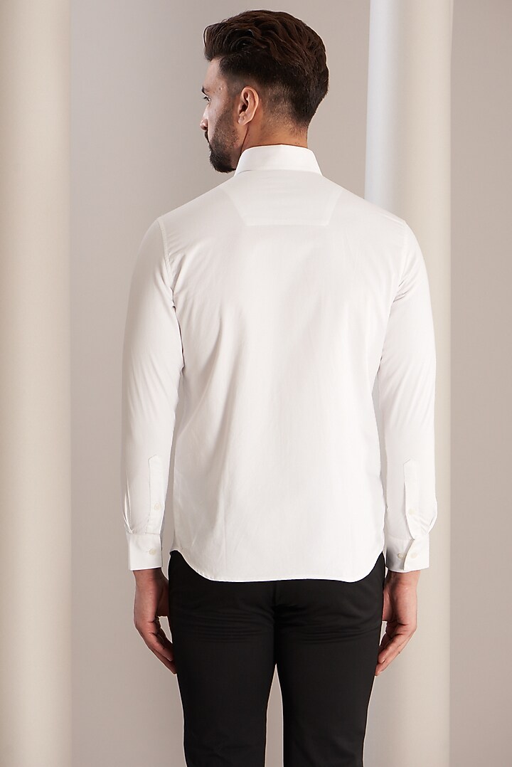 White Cotton Embroidered Party Wear Shirt by SEVENDC MEN at Pernia's Pop Up Shop