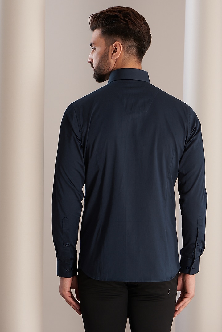 Navy Blue Cotton Summer Shirt by SEVENDC MEN at Pernia's Pop Up Shop