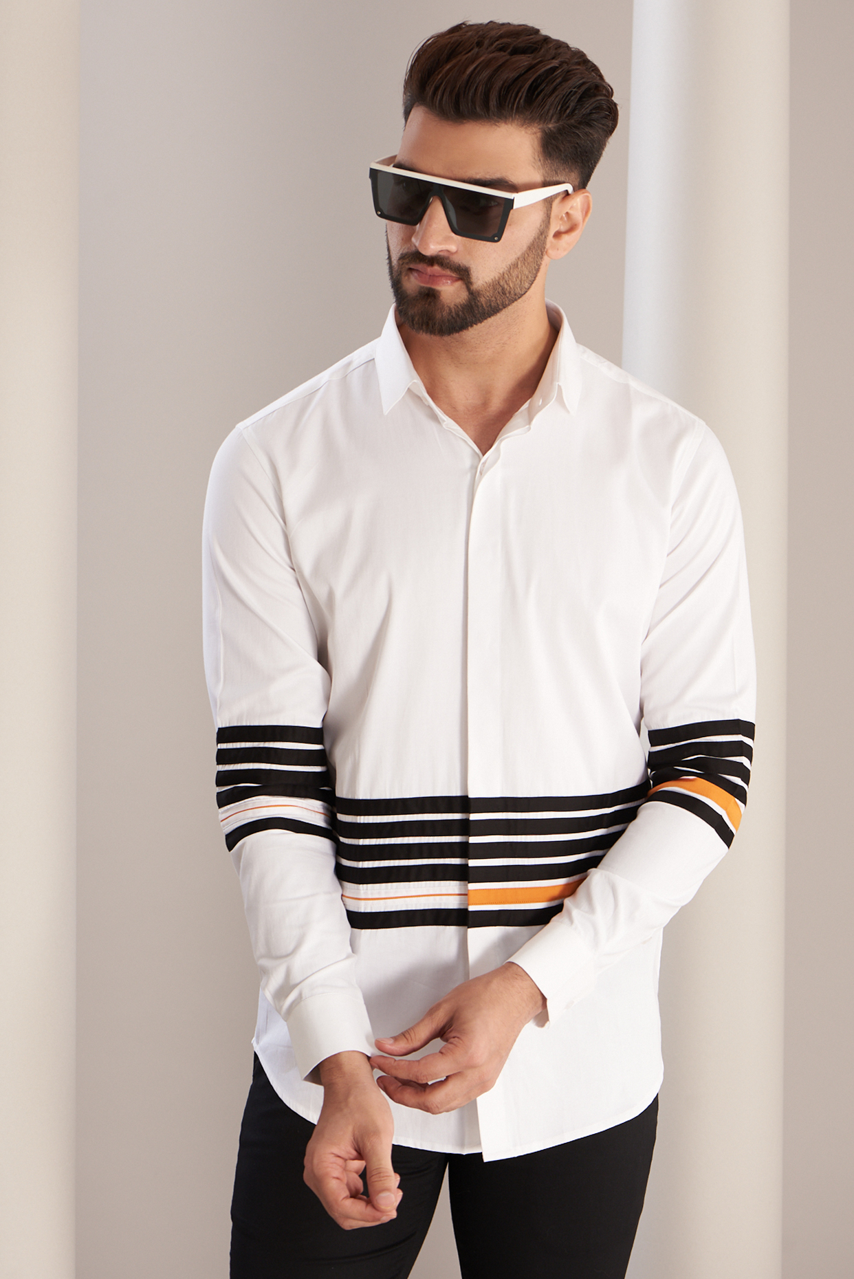 White Cotton Shirt by SEVENDC MEN