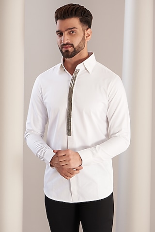 White Cotton Shirt by SEVENDC MEN