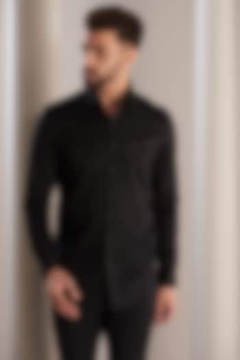 Black Cotton Summer Shirt by SEVENDC MEN at Pernia's Pop Up Shop