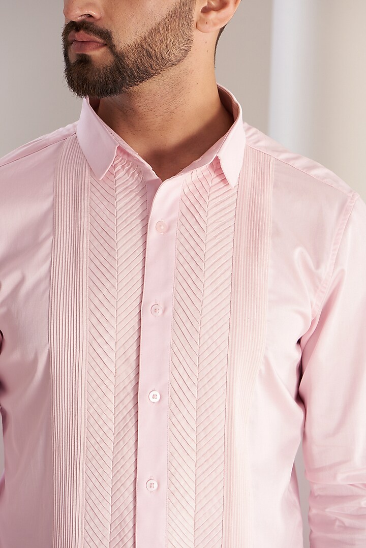 Pink Cotton Abstract Party Wear Shirt by SEVENDC MEN at Pernia's Pop Up Shop