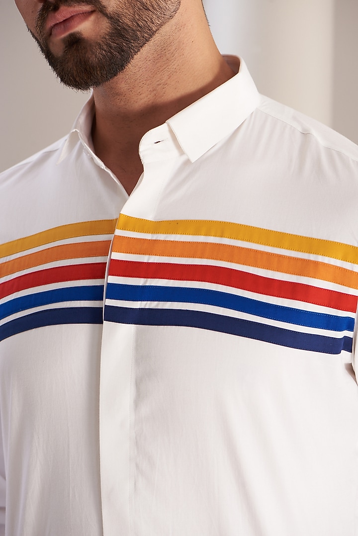White Cotton Spectrum Summer Shirt by SEVENDC MEN at Pernia's Pop Up Shop