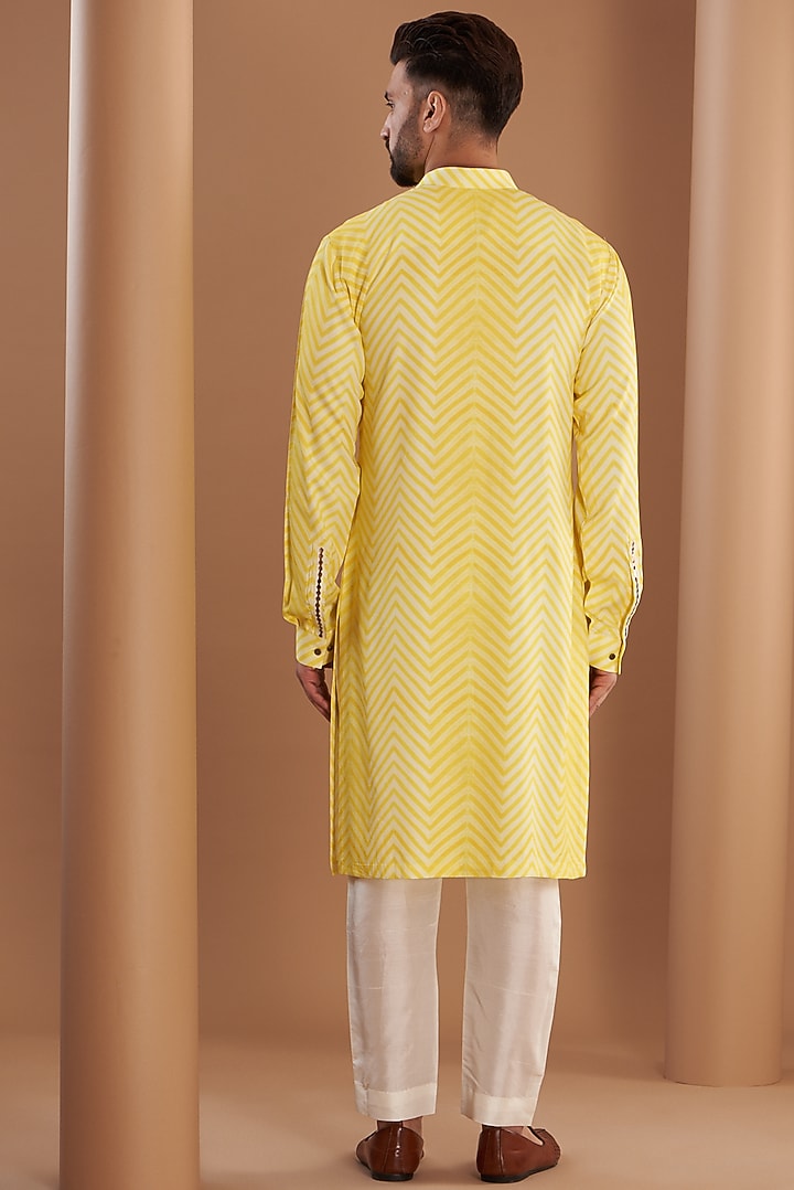 Lime Cotton Silk Embroidered Kurta by SEVENDC MEN at Pernia's Pop Up Shop
