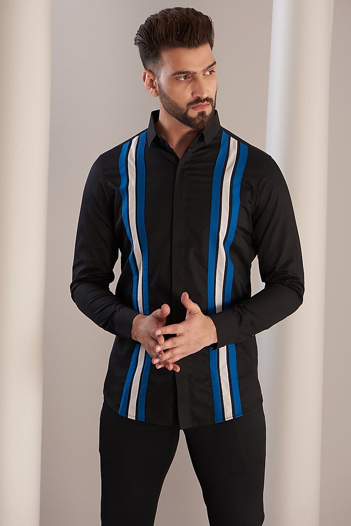 Black Cotton Summer Shirt by SEVENDC MEN at Pernia's Pop Up Shop