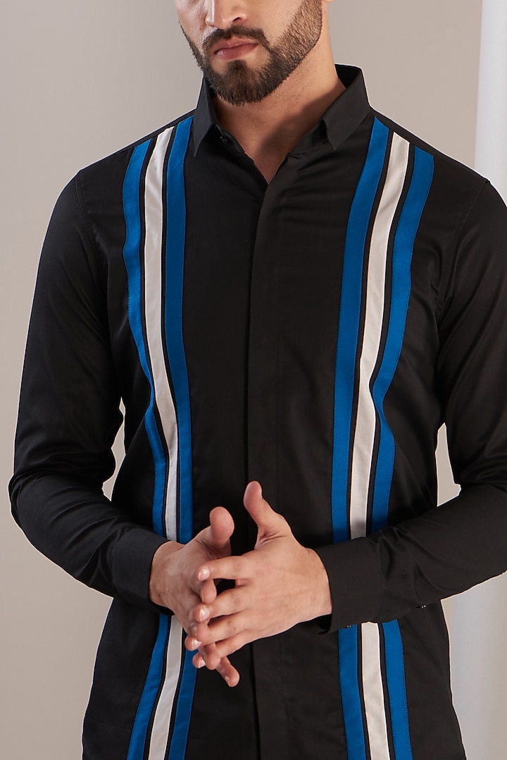 Black Cotton Summer Shirt by SEVENDC MEN at Pernia's Pop Up Shop