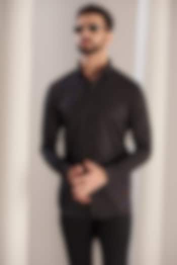 Dark Grey Cotton Party Wear Shirt by SEVENDC MEN at Pernia's Pop Up Shop